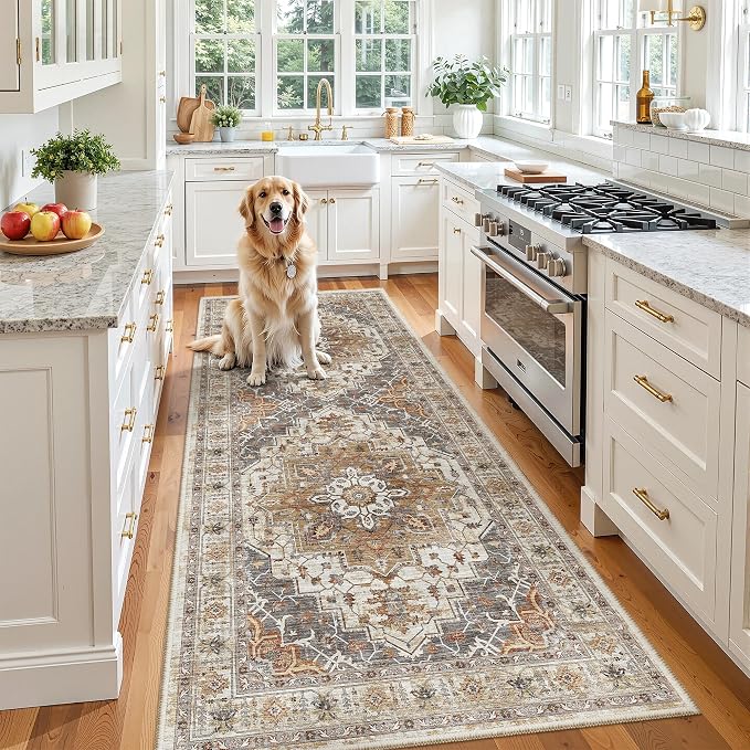 Madane Hallway Runner 3x8, Kitchen Rugs Washable Entryway Rug Vintage Kitchen by Madane