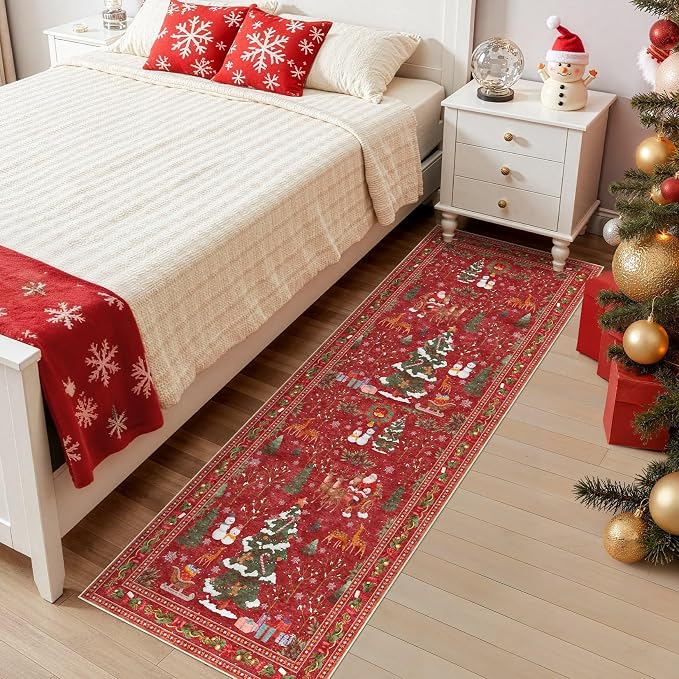 UERMEI Christmas Runner Rug for Hallway: 2x6 Neutral Modern Festive Low Pile - Image 2