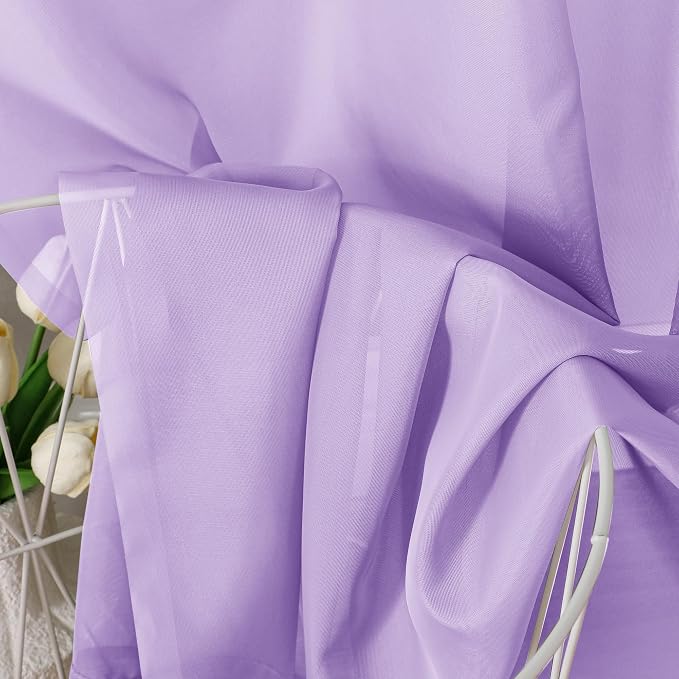 Aiyufeng Light Purple Sheer Curtain Panels Pair Sold 72 Inch Length, Light - Image 7