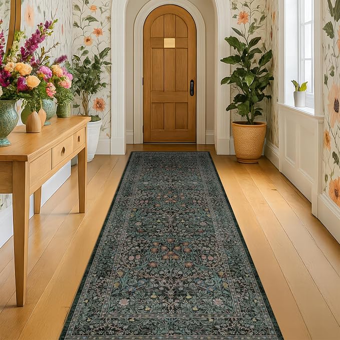 Dark Green 2 x 8 Runners for Hallways, 8ft Long Floor Runner for Kitchen - Image 6