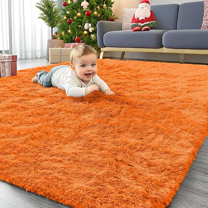 OLANLY Area Rugs for Living Room Bedroom, Machine Washable 4x5.9 ft Soft Fluffy by OLANLY