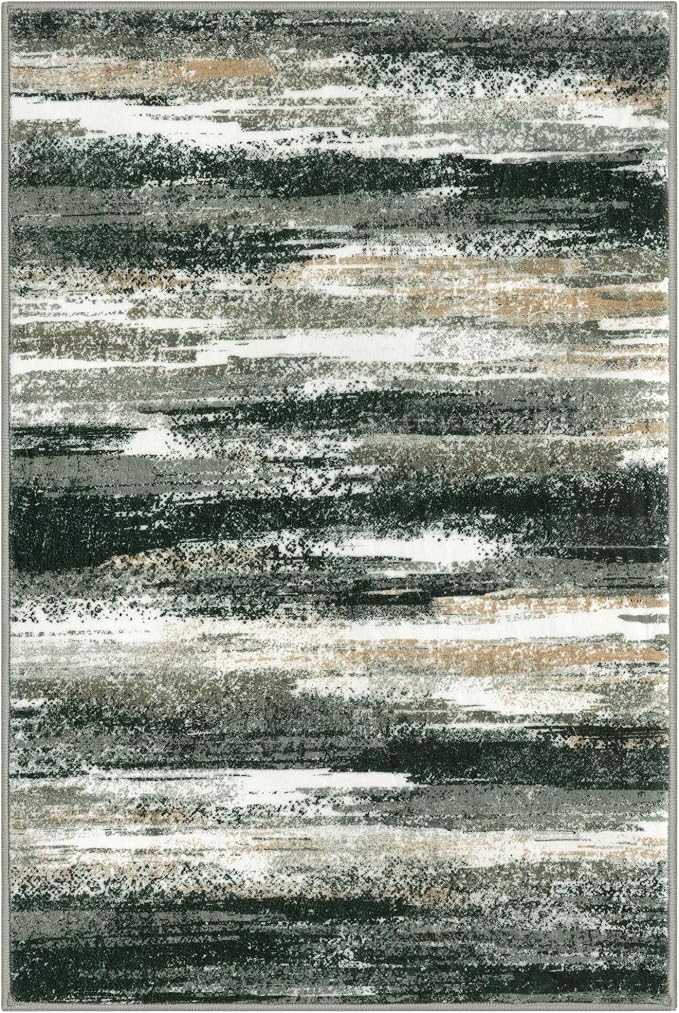 Lansny Modern Abstract Entryway Rug Indoor 2x3 Washable Rug Non-Slip Soft Small - Image 9
