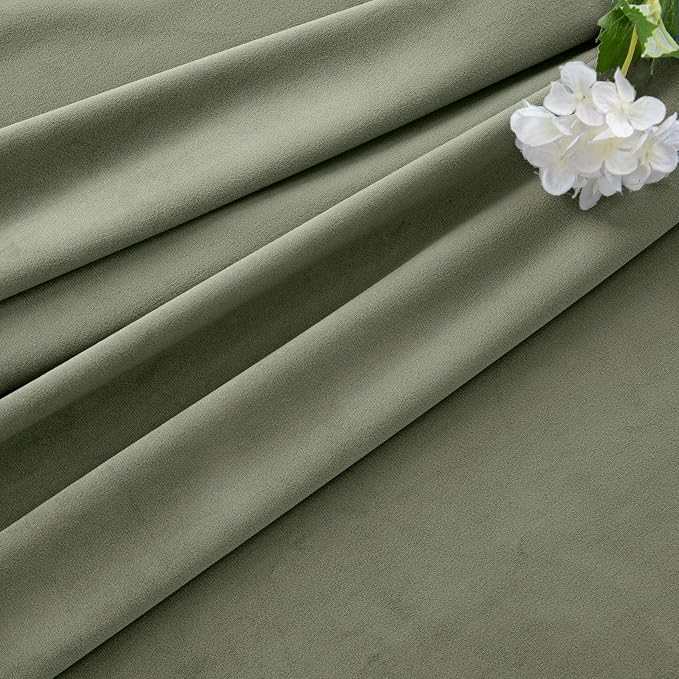 MIULEE Velvet Curtains 50W x 90L 2 Panels Sage Green Blackout Curtains | Luxury - Image 7