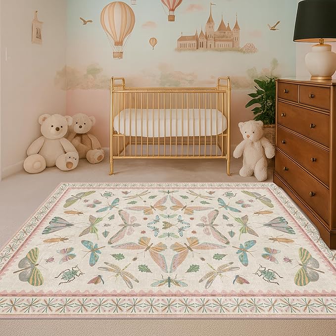 Hazo Haus Neutral Girl Nursery Rug 4x6 by HazoHaus