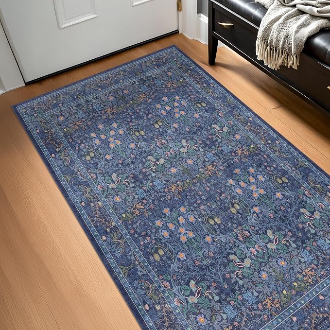 Vintage Dark Blue 3x5 Area Rugs by HazoHaus