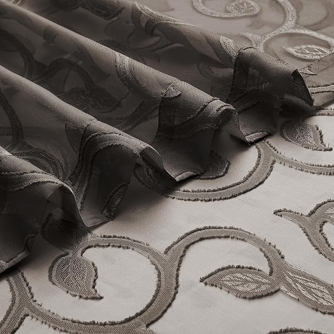 OWENIE Furman Chocolate Sheer Curtains 72 inches Long - Image 7