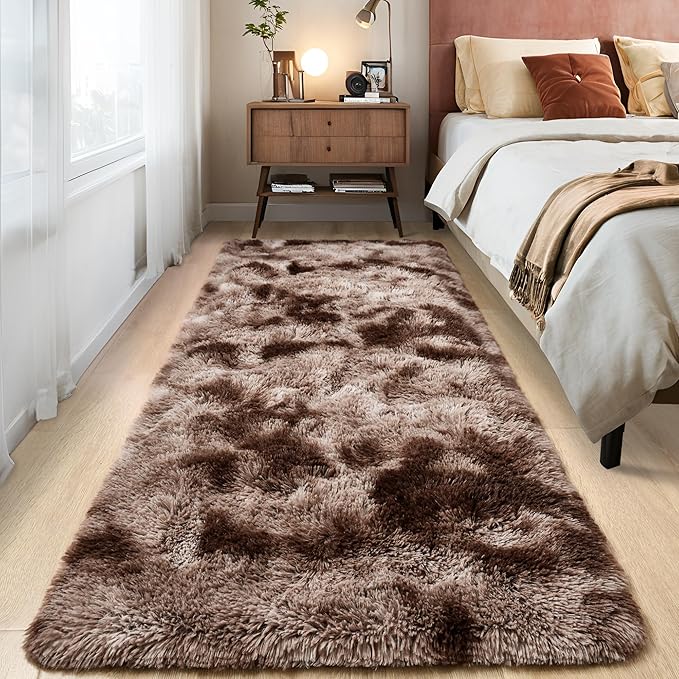 Tepook Fluffy Runner Rugs for Bedroom Aesthetic 2x6 Feet, Shag Soft Bedside Rug by Tepook