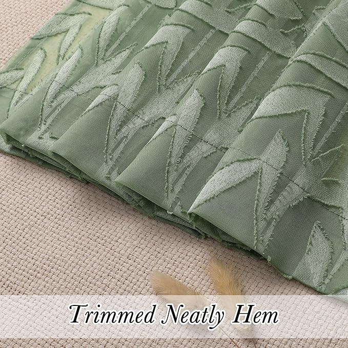 Lecloud Leia Sage Green Sheer Curtains 30 Inch Length 2 Pcs, Breathable - Image 9