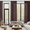 Coffee Brown Linen Curtains 132 Inch Length by Nanspring