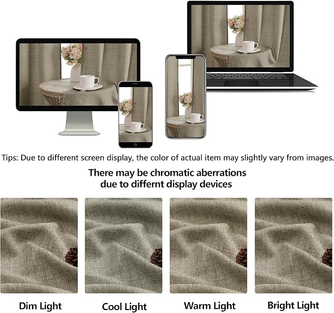 OWENIE Brown Valances for Windows 1 Pcs, Light Filtering Textured Farmhouse - Image 9