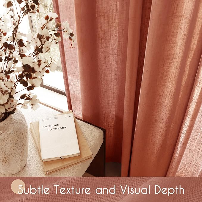 100 inch Linen Terracotta Curtains 2 Panels - Image 4