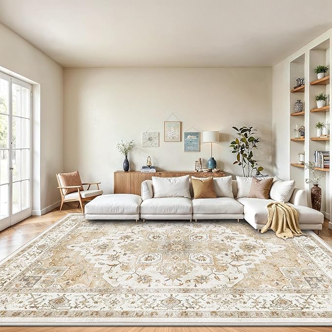 AMADA HOMEFURNISHING 9x12 Area Rugs, Low-Profile Large Washable Area Rug by AMADAHOMEFURNISHING