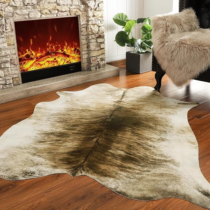 AROGAN Western Decor Faux Fur Cowhide Rug, 4.6 x 5.2 Feet Premium Animal Skin - Image 9