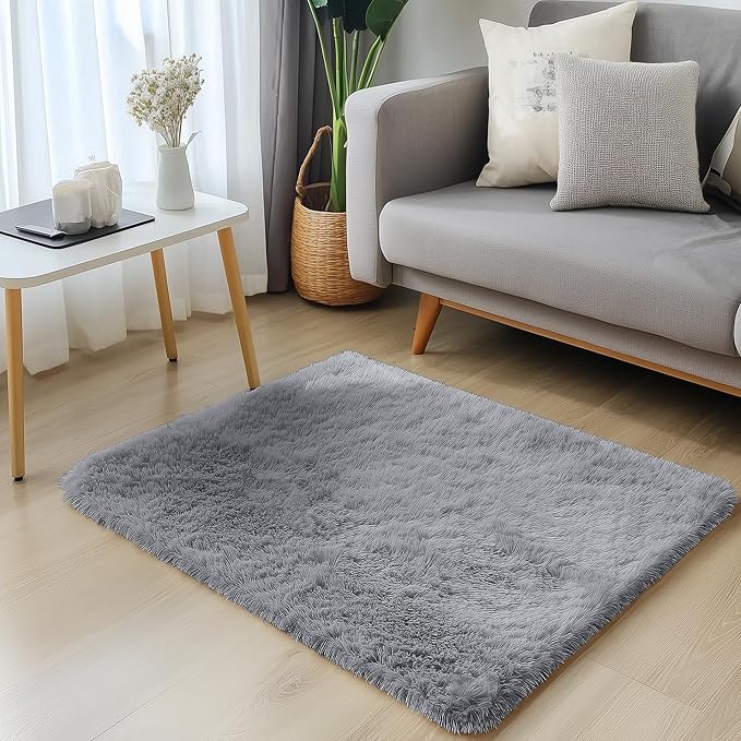 OLANLY 2x2 Machine Washable Small Rug, Soft Fluffy Shaggy Throw Rug - Image 3