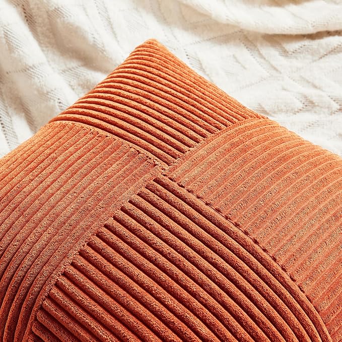 Fancy Homi Set of 2 Burnt Orange Decorative Throw Pillow Covers 28x28 Inch - Image 3