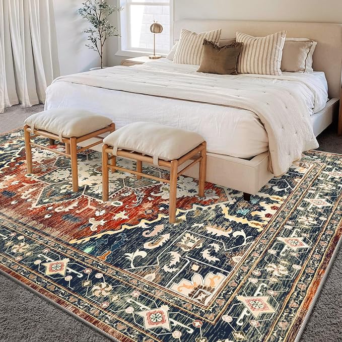 Yamaziot Area Rug 5x7, Non-Slip Washable Boho Vintage Living Room Bedroom Rug - Image 7