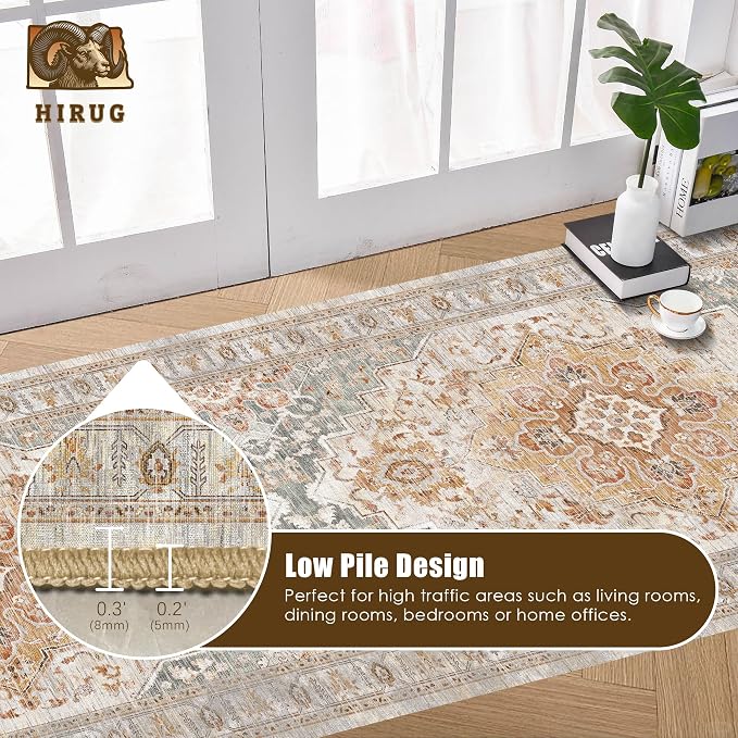 Washable Area Rug 2'6'' x 8' Vintage Traditional Persian Mat - Image 5