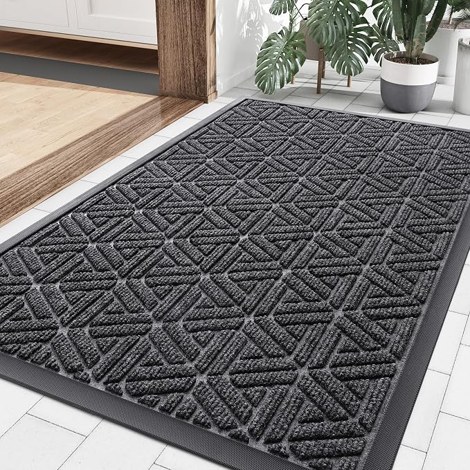 Smiry Front Door Mat Outside Entrance, Heavy Duty Sturdy Natural Rubber Doormat by Smiry