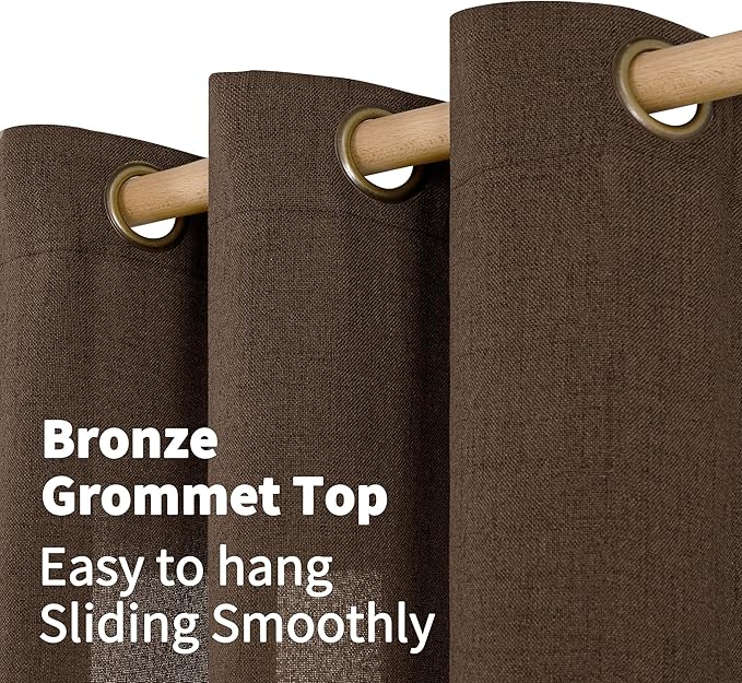YoungsTex Brown Linen Curtains 95 Inches Long 2 Panels - Image 4