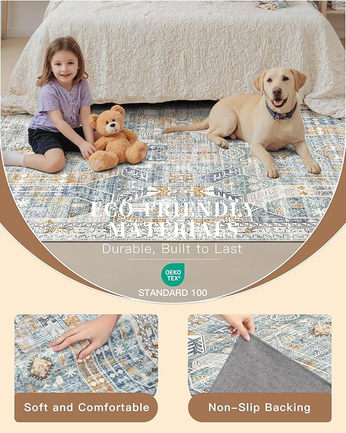 Madane Runner Rug 2x8, Washable Hallway Runner Rugs, Non-Slip Low-Pile Soft - Image 5