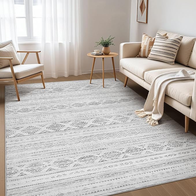 Nakagishi 10x14 Area Rug Living Room: Washable Boho Large Neutral Soft - Image 2