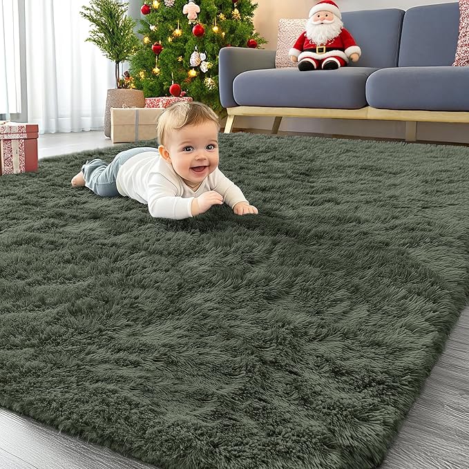 OLANLY Area Rugs for Living Room Bedroom, Machine Washable 4x5.9 ft Soft Fluffy by OLANLY