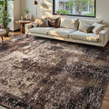 Ompaa Living Room Rug 6x9 Brown Area Rug Machine Washable Boho Coffee Rug Non by OmpaaHomeDecor