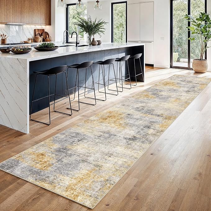 2'6''x14' Washable Kitchen Runner Rug: Modern Abstract Runners - Image 2