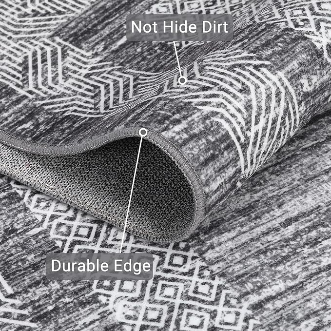GarveeHome 2x6 Modern Bordered Runner Rug Soft Non Slip Washable Floor Carpet - Image 4