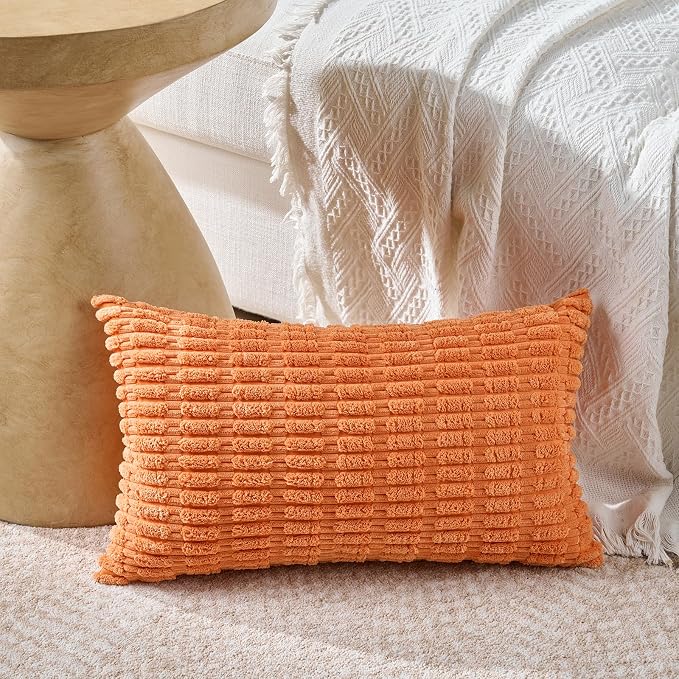Fancy Homi Set of 4 Burnt Orange Fall Lumbar Decorative Throw Pillow Covers - Image 2