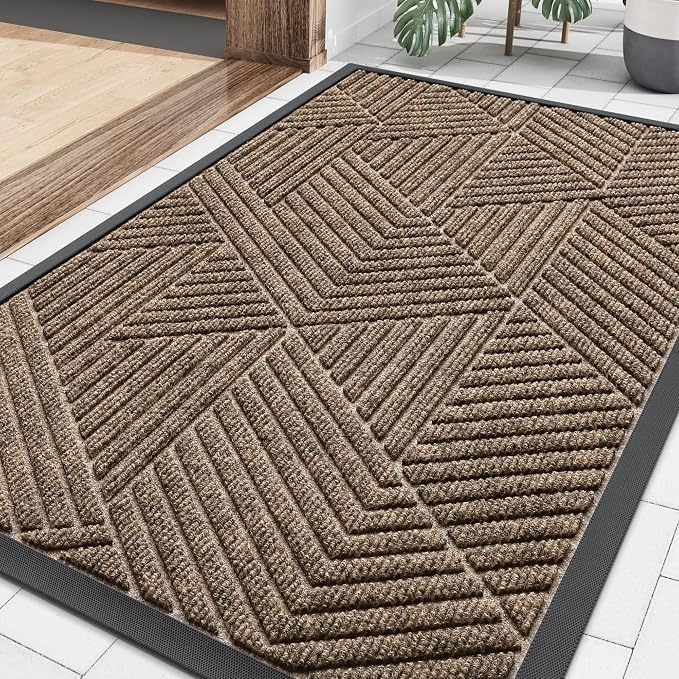 Smiry Front Door Mat Outside Entrance, Heavy Duty Sturdy Natural Rubber Doormat by Smiry