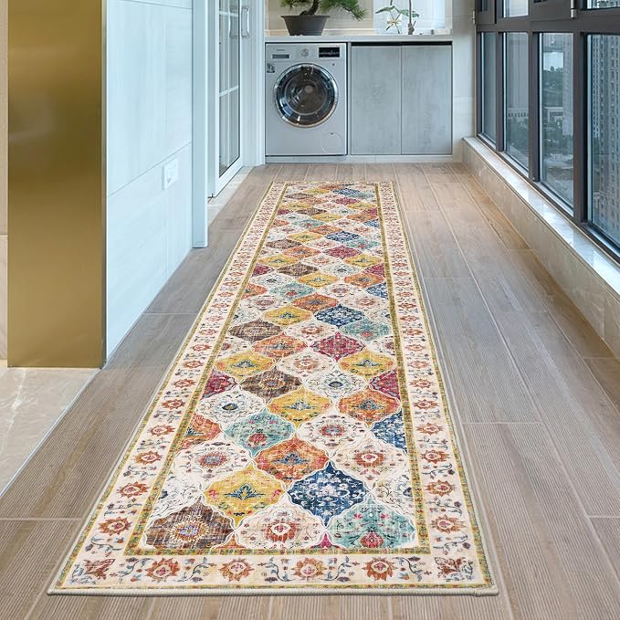 HEBE Hallway Runner Rug 2'x10' Washable Vintage Distressed Area Rugs Non Slip - Image 6