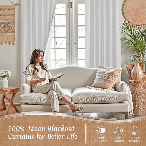 100% Blackout Linen Curtains 63 Inches - Image 2
