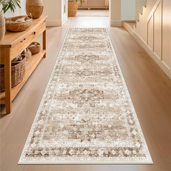 Beige Washable 2'6"x10' Extra Long Runner Rugs - Image 6