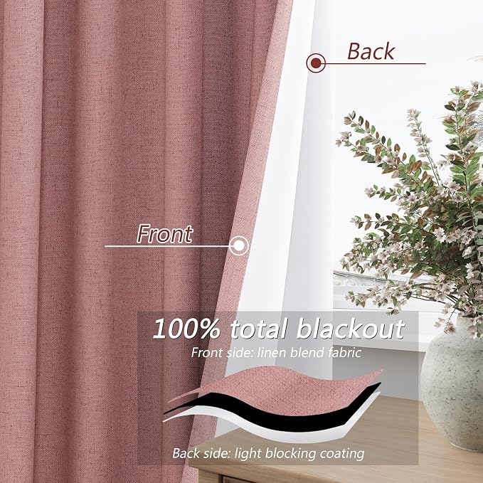 Guken 100% Blackout Curtains 84 Inch Length 2 Panels Set - Image 4