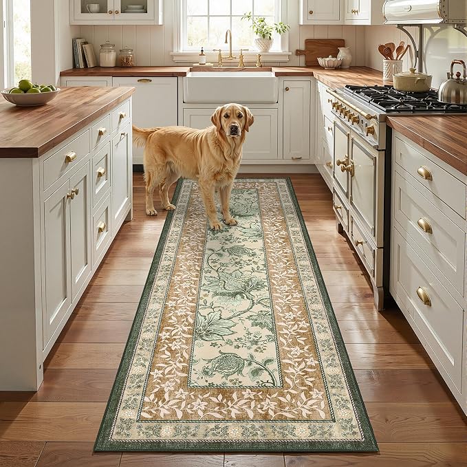 GarveeHome Terracotta Olive Sage Green Washable 6x9 Area Rugs, Botanical Grove - Image 4