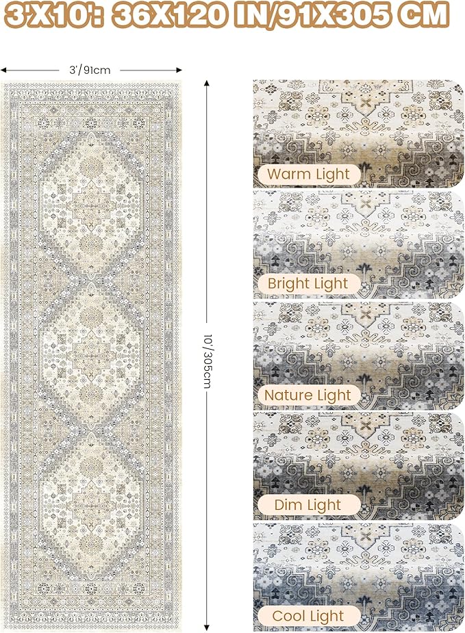 3x10 Runner Rug Non Slip Washable - Image 2