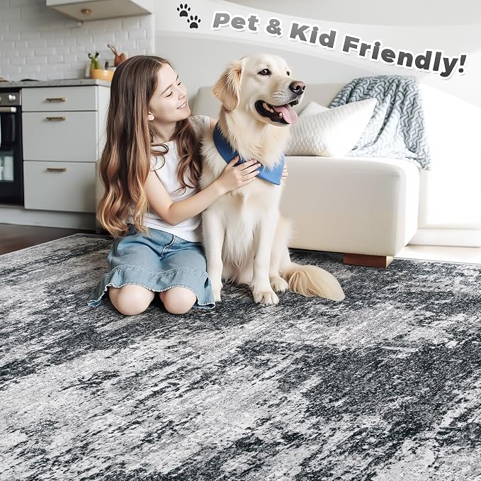 Area Rugs 6x9 for Living Room: Washable Rug Modern Abstract Neutral Soft - Image 5