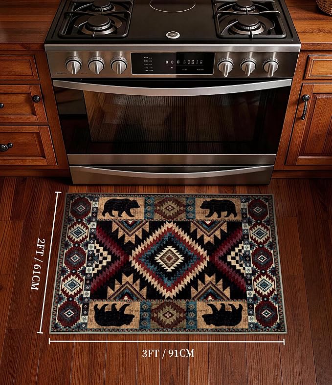 YIHOUSE Western Entryway Rug, 2x3 Rustic Washable Rug, Non-Slip Indoor Door Mat - Image 2