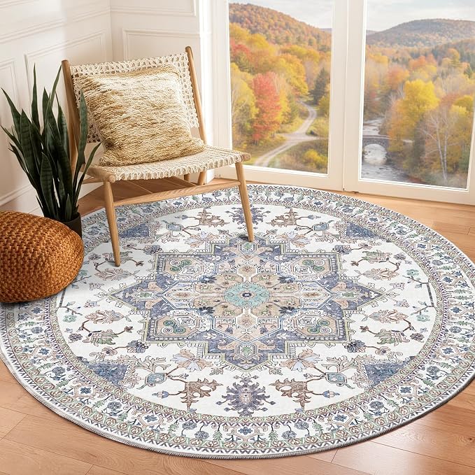OPPODREAM Soft Round Rug 5ft, Washable Circle Rug 5ft by OPPODREAM