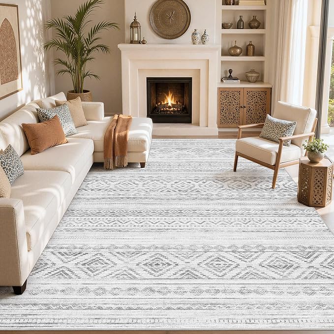 cotiled 6x9 Area Rugs for Living Room: Boho Washable Rug for Dining Room | - Image 8