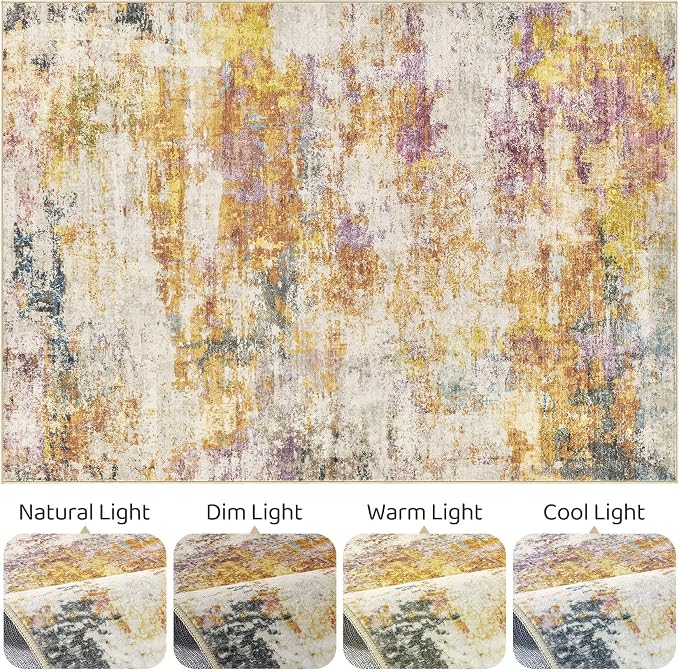LOONGRUG Area Rug 5x7 Washable Neutral Modern Living Room Rugs Colorful | - Image 9