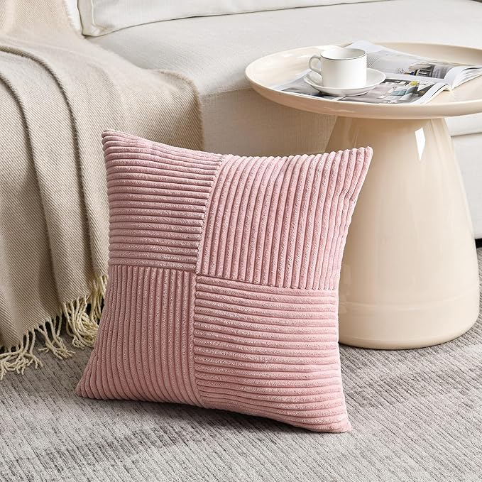 Fancy Homi 2 Packs Blush Pink Euro Decorative Throw Pillow Covers 28x28 Inch - Image 2