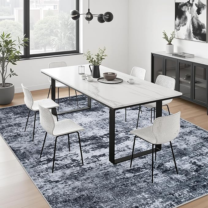 5x7 Area Rug Living Room Rug: Washable Modern Abstract Soft Thin Rug Indoor - Image 5