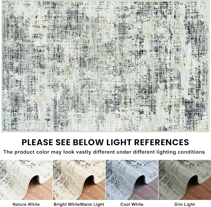10x12 Area Rugs for Living Room Washable Rug: Anti-Skid Abstract Modern Living - Image 8