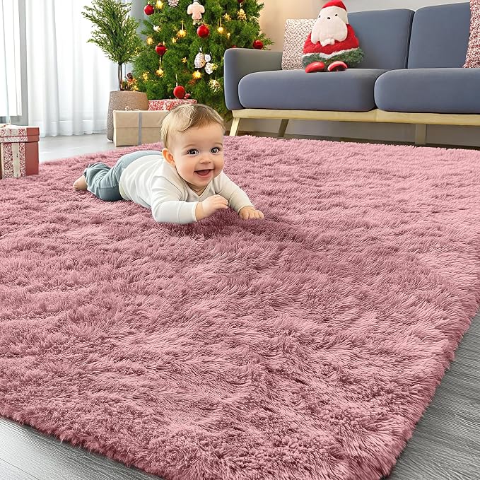 OLANLY Area Rugs for Living Room Bedroom, Machine Washable 4x5.9 ft Soft Fluffy by OLANLY