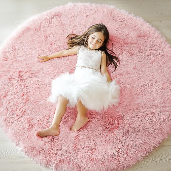 ONASAR Light Pink Round Area Rugs 6ft - Image 4
