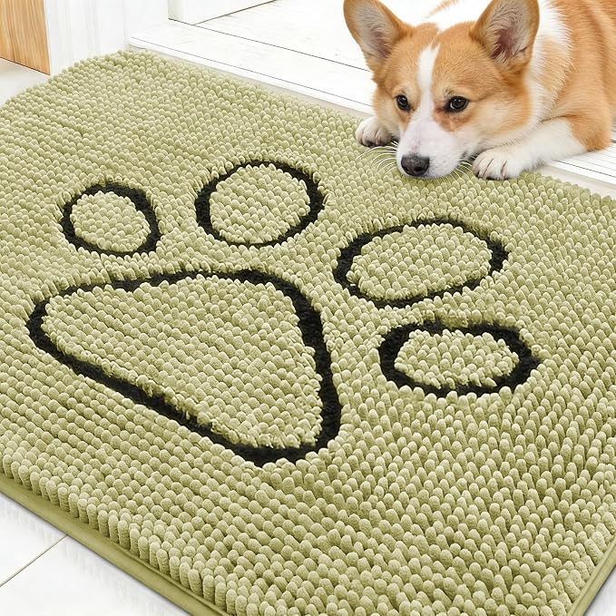 OLANLY Dog Door Mat for Muddy Paws 30x20, Paw Print Design, Absorbs Moisture by OLANLY