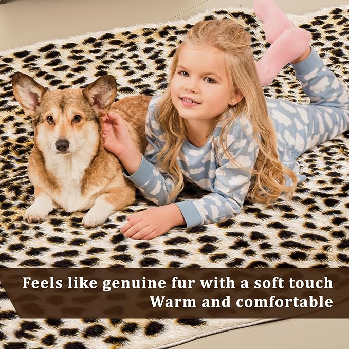 Cheetah Print Rug, Leopard Rug 4.4x5.8 Feet Faux Animal Print Skin Cheetah Area - Image 5