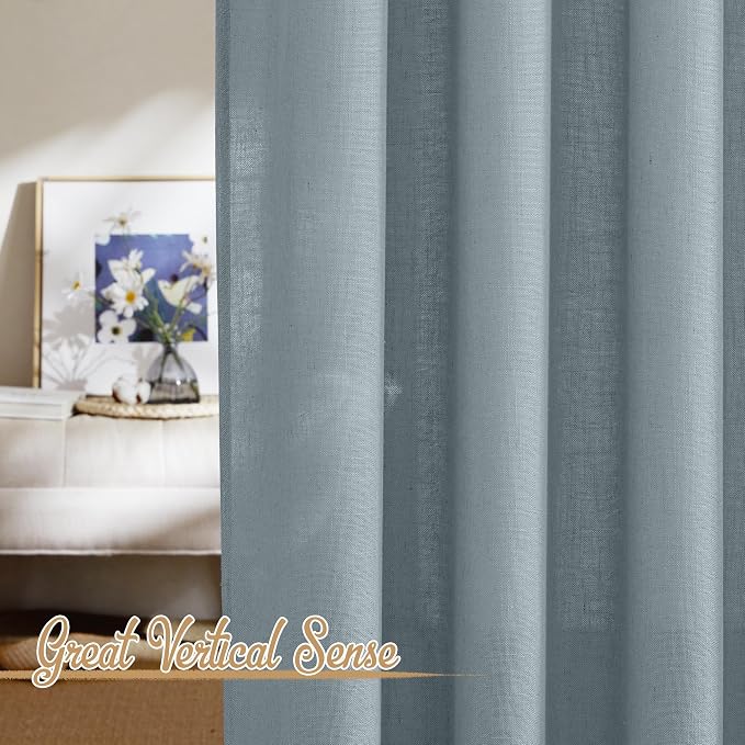 NICETOWN Linen Blend Mist Blue Curtains - Image 7